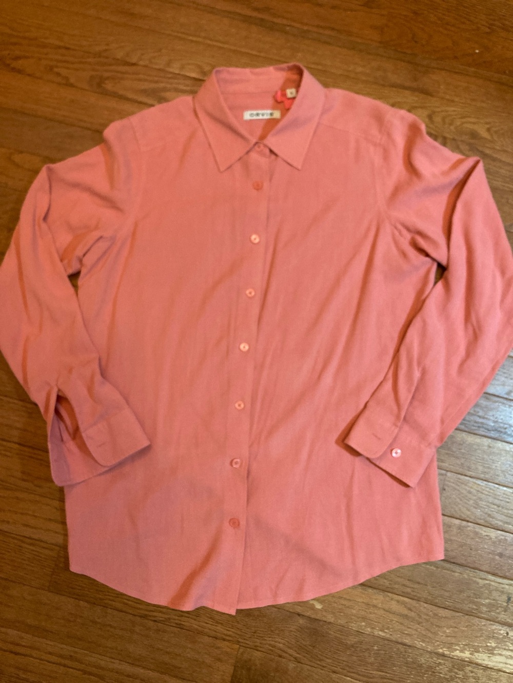 Orvis Women's 100% Silk Coral Pink Button-Down Shirt
